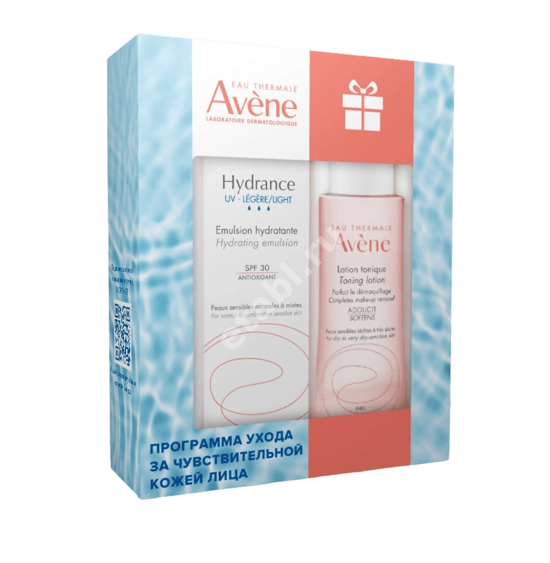 АВЕН (AVENE) Гидранс Лежер UV набор (Эмульсия SPF30 40 мл+ Лосьон мягк. тониз. 100 мл) (ПЬЕР ФАБР, ФРАНЦИЯ)