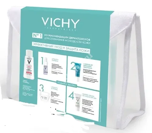 ВИШИ (VICHY) набор Эффективный уход/защита кожи (Мицеллярная вода 100мл+сыворотка-филлер 10мл+сыворотка-концентрат 10мл+крем-уход 15мл+солнцезащит флю (Косметик Актив Продюксьон, ФРАНЦИЯ)