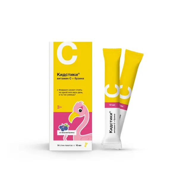КИДСТИКИ Витамин С+ Бузина жидк. д/ внутр. прим. (стик) 10мл N14 (СОЛОФАРМ, РФ)