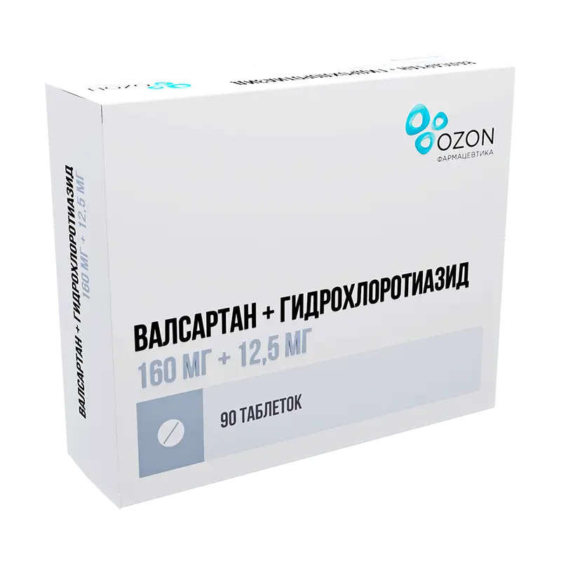 ВАЛСАРТАН-ГИДРОХЛОРТИАЗИД табл. п.п.о. 160мг+12.5мг N90 (ОЗОН, РФ)