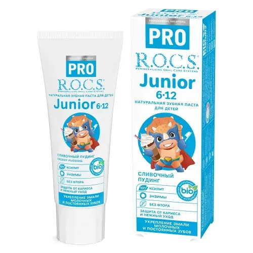 РОКС Pro Junior зубная паста Сливочный пудинг 6-12лет 74г (ДИАРСИ (R.O.C.S.), РФ)