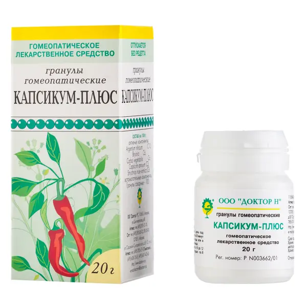 КАПСИКУМ-ПЛЮС гран. гомеопат. (банк.) 20г N1 (Доктор Н, РФ)