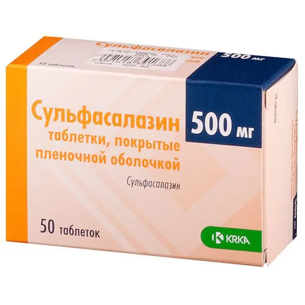 СУЛЬФАСАЛАЗИН табл. п.п.о. 500мг N50 (КРКА, СЛОВЕНИЯ)
