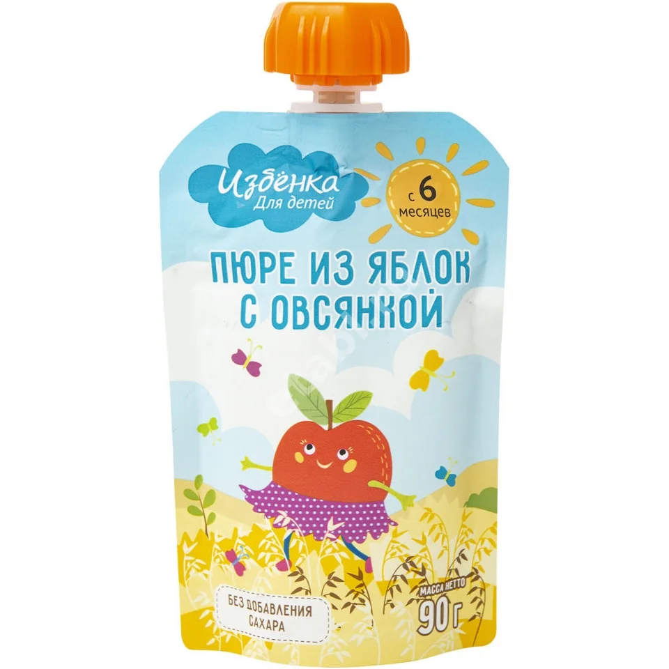 ВКУСВИЛЛ пюре яблоко с овсянкой 6м+ 90г (Фруктис, РФ)