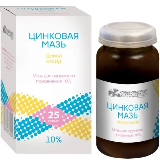 ЦИНКОВАЯ МАЗЬ (банк.) 10% - 25г N1 (Усолье-Сибирский химфармзавод, РФ)