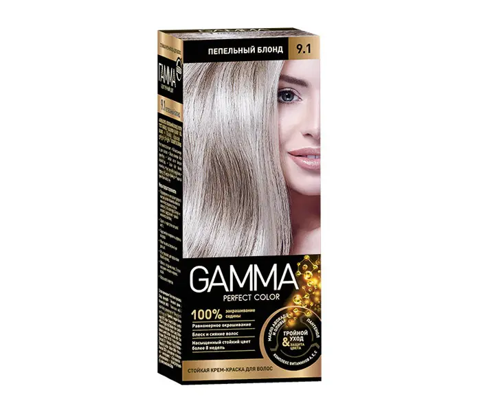 ГАММА Perfect Color краска для волос Пепельный блонд 9.1 (Свобода, РФ)