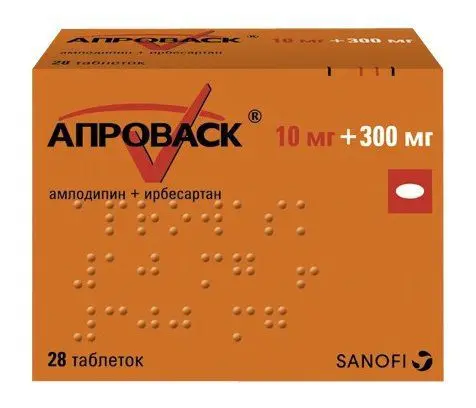 АПРОВАСК табл. п.п.о. 10мг+300мг N28 (САНОФИ, МЕКСИКА)