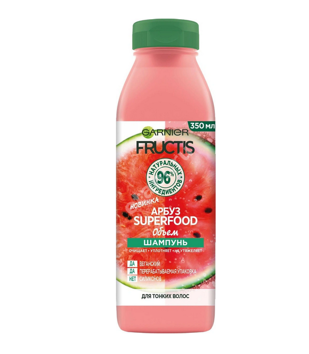 ГАРНЬЕ (GARNIER) ФРУКТИС Superfood Арбуз шампунь для тонк волос 350мл (Лореаль С.А., ИСПАНИЯ)