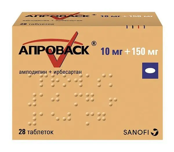 АПРОВАСК табл. п.п.о. 10мг+150мг N28 (САНОФИ, МЕКСИКА)