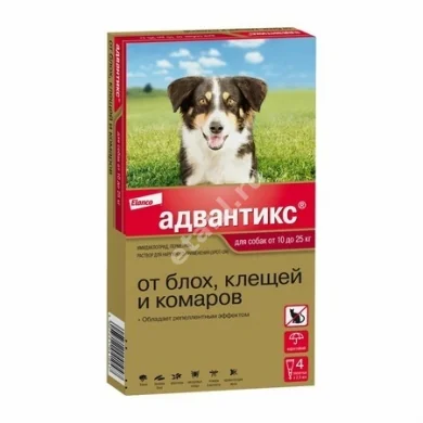 АДВАНТИКС капли на холку 2.5мл д/собак 10-25кг от 7 недель N4 (КВП Фарма+Ветеринар Продукте, ГЕРМАНИЯ)
