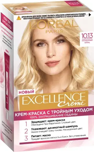 ЛОРЕАЛЬ (L-OREAL) Excellence краска для волос тон 10.13 Легендарный блонд (Лореаль Либрамон, БЕЛЬГИЯ)