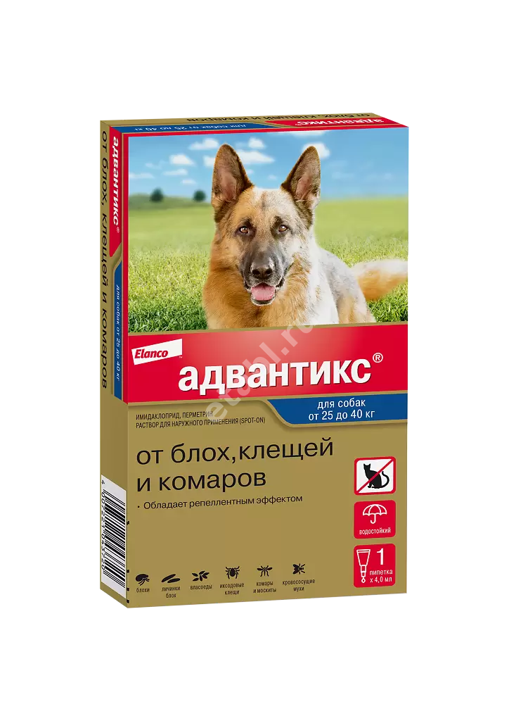 АДВАНТИКС капли на холку 4мл д/собак более 25кг от 7 недель N1 (КВП Фарма+Ветеринар Продукте, ГЕРМАНИЯ)