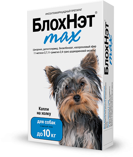БЛОХНЭТ max капли на холку 1мл д/собак до 10 кг (Астрафарм НВП, РФ)