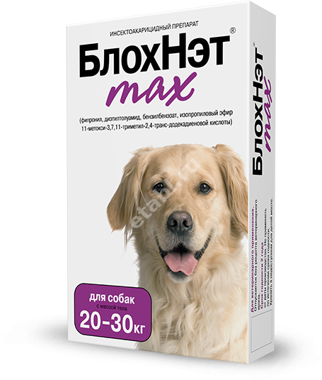 БЛОХНЭТ max капли на холку 3мл д/собак 20-30кг (Астрафарм НВП, РФ)