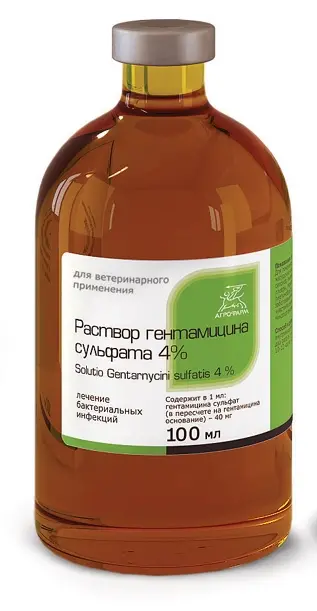 ГЕНТАМИЦИНА СУЛЬФАТ р-р д/ин. 4% - 100мл (фл. стекл.) (Агрофарм НПП, РФ)