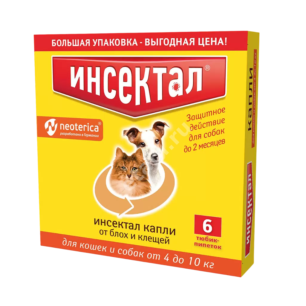 ИНСЕКТАЛ капли на холку 0.8мл д/кошек и собак 4-10кг N6 (Экопром НПФ, РФ)
