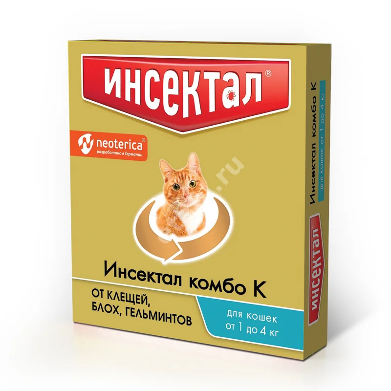 ИНСЕКТАЛ КОМБО капли на холку 0.4мл д/кошек 1-4кг N1 (Экопром НПФ, РФ)