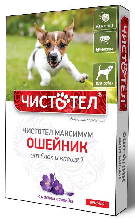 ЧИСТОТЕЛ Максимум ошейник инсектоакарицидный д/собак красный арт.C610 (Экопром НПФ, РФ)