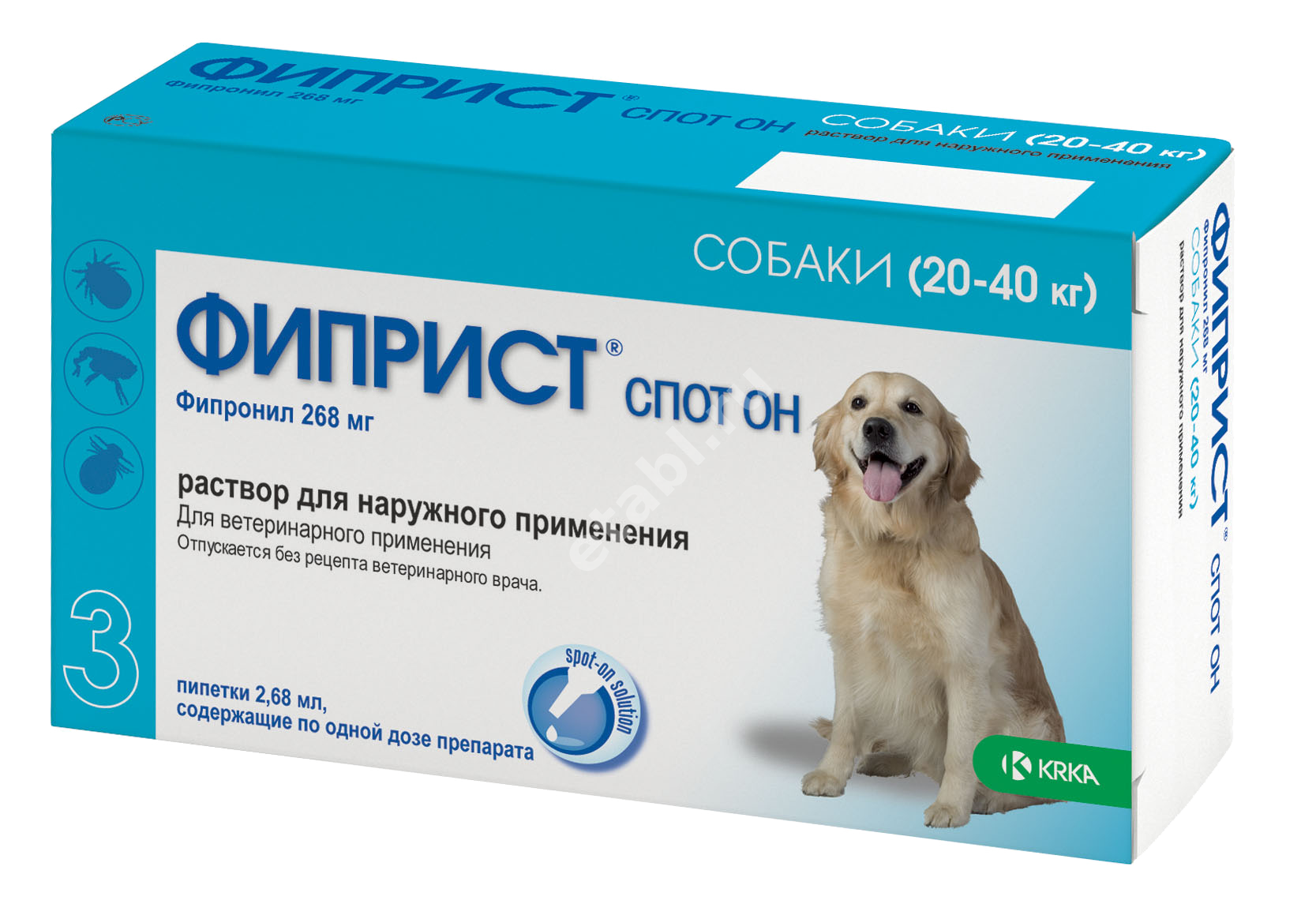 ФИПРИСТ Спот-он капли на холку 2.68мл д/собак 20-40кг N3 (КРКА, СЛОВЕНИЯ)