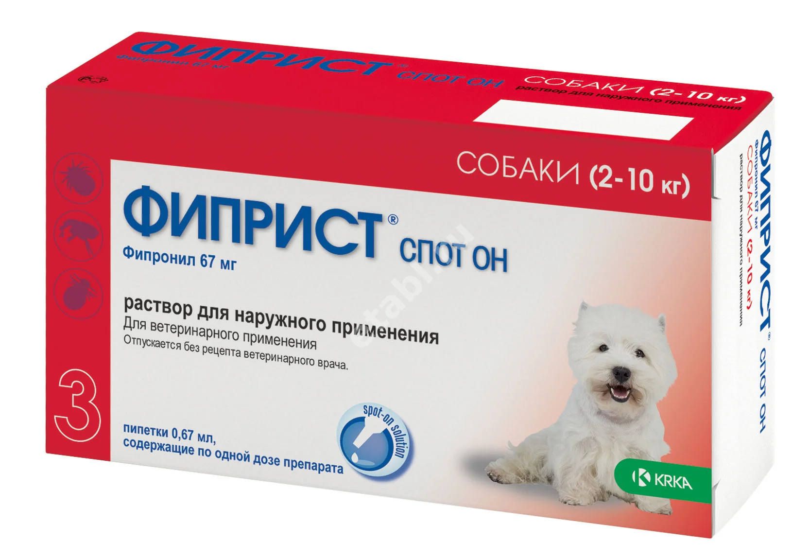 ФИПРИСТ Спот-он капли на холку 0.67мл д/собак 2-10кг N3 (КРКА, СЛОВЕНИЯ)