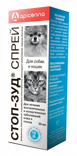 СТОП-ЗУД спрей 30мл д/кошек и собак N1 (Апиценна, РФ)