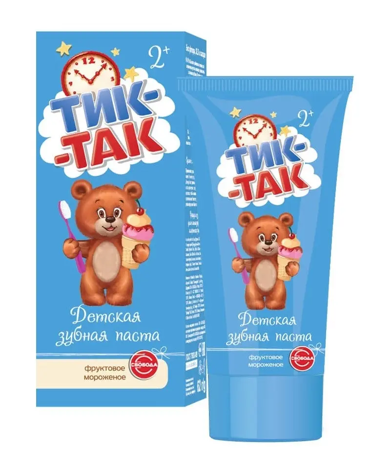 ТИК-ТАК зубная паста Фруктовое мороженое 2+ 62г (Свобода, РФ)