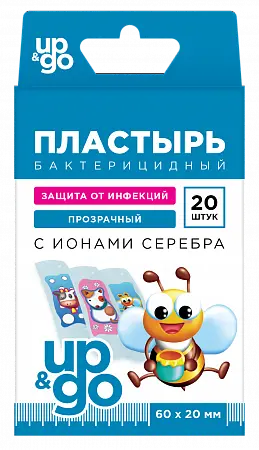 ПЛАСТЫРЬ бактерицид. Up&Go набор детский с серебром Тату полимер прозр. 2х6см N20 (НордеПласт, ЛАТВИЯ)