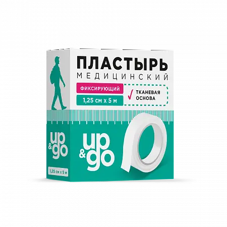 ПЛАСТЫРЬ ФИКСИРУЮЩИЙ Up&Go ткан. 1.25х500см N1 (НордеПласт, ЛАТВИЯ)