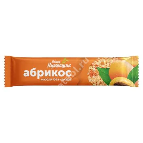 ДОКТОР НУТРИШИН батончик-мюсли без сахара 30г N1 Абрикосовый (Текмар, СЛОВЕНИЯ)