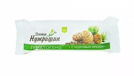 ГЕМАТОГЕН Доктор Нутришин с кедровым орехом 40г N1 (Сибирское Здоровье, РФ)
