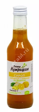 ИМБИРНЫЙ Доктор Нутришин сироп с лимоном на фруктозе (фл.) 250мл (Биоинвентика, РФ)