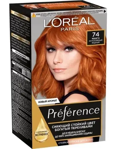 ЛОРЕАЛЬ (L-OREAL) Preference краска для волос тон 74 Манго (Лореаль Либрамон, БЕЛЬГИЯ)
