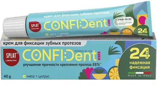 СПЛАТ крем для зубных протезов фиксац Confident Fix 40г Мята/Цитрус (Сплат Глобал, ИТАЛИЯ)