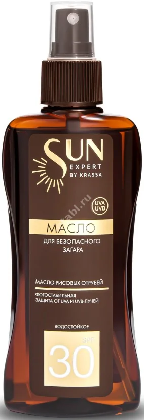 САН ЭКСПЕРТ (SUN EXPERT) масло солнцезащит SPF30 с маслом рисовых отрубей 180мл (Красса-Косметикс, РФ)