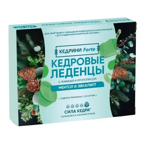 КЕДРОВЫЕ ЛЕДЕНЦЫ Живица/Прополис 3.2г N20 Ментол/Эвкалипт (Экол, РФ)