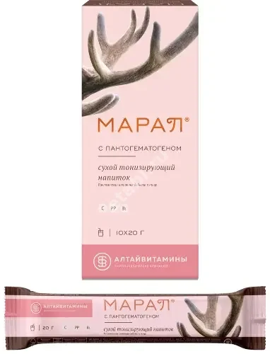 МАРАЛ с пантогематогеном сухой напиток пор. д/р-ра внутр. 20г N10 (Алтайвитамины, РФ)