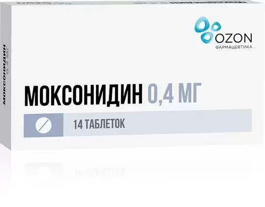 МОКСОНИДИН табл. п.п.о. 0.4мг N14 (ОЗОН, РФ)