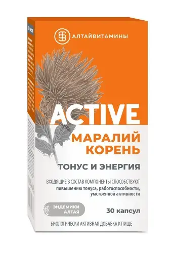 МАРАЛИЙ КОРЕНЬ  Active Тонус и энергия капс. 0.446г N30 (Алтайвитамины, РФ)