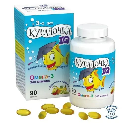 КУСАЛОЧКА IQ Омега-3 детские капс. жев. 0.75г N90 (РеалКапс, РФ)