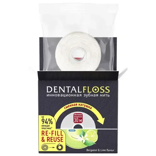 СПЛАТ Dentalfloss зубная нить объемная (смен. блок) 30м Бергамот/Лайм (ПрофиМед, ИТАЛИЯ)