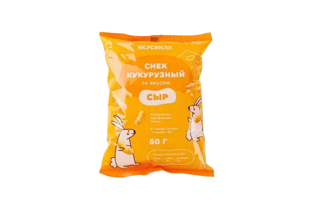 ВКУСВИЛЛ снек кукурузный со вкусом Сыр 50г (Юникорн, РФ)