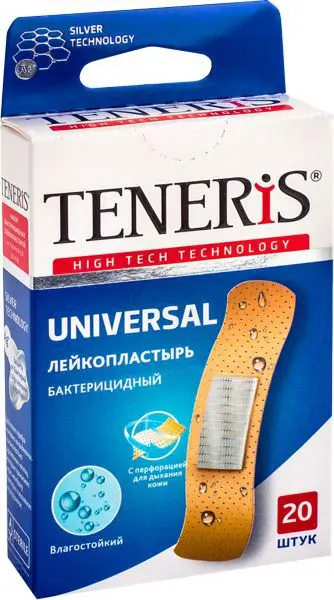 ПЛАСТЫРЬ бактерицид. Тенерис Universal с серебром полимер беж. 1.9х7.6см N20 (ФармЛайн, ЧЕХИЯ)