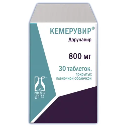 КЕМЕРУВИР табл. п.п.о. (банк.) 800мг N30 (ФАРМАСИНТЕЗ, РФ)