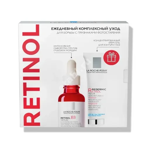 ЛЯ РОШ ПОЗЕ (LA ROCHE POSAY) набор (Ретинол B3 сыворотка 30 мл+Редермик крем-гель д/глаз 15 мл+Антгелиос крем антивозрастн. spf50+ 15 мл) (Лореаль, РФ)