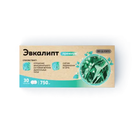 ЭВКАЛИПТ ПРЕМИУМ БиоФорте табл. д/рассас. 0.75г N30 (Барнаульский ЗМП, РФ)