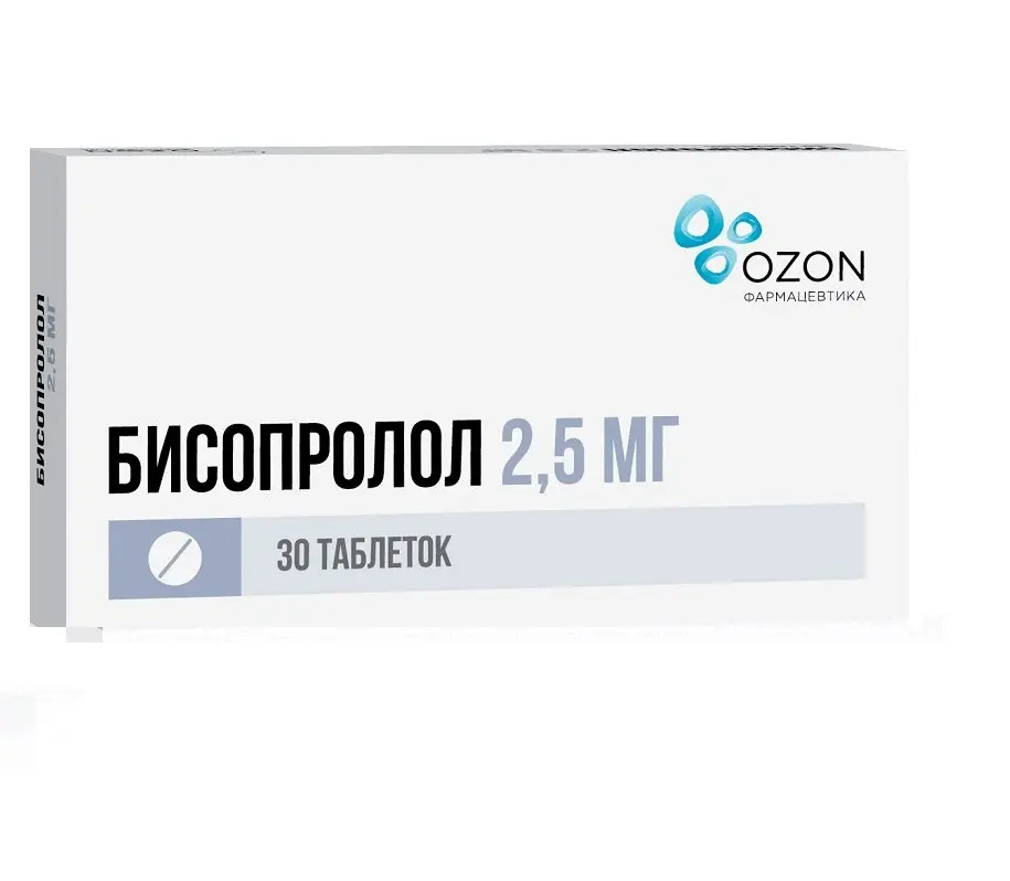 БИСОПРОЛОЛ табл. п.п.о. 2.5мг N30 (ОЗОН, РФ)