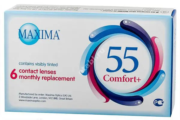 ЛИНЗЫ КОНТАКТНЫЕ Maxima 55 Comfort+ 6шт традиц 1мес дневн б/цв -5.00 8.6 (Клирлаб СТ Пте, СИНГАПУР)