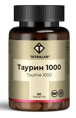 ТЕТРАЛАБ Таурин табл. п.о. 1 000мг - 1.545г N60 (Квадрат-С, РФ)