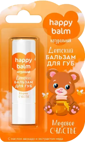 ФИТОКОСМЕТИК Happy Balm бальзам для губ детский 3.6г Медовое счастье (Фитокосметик, РФ)