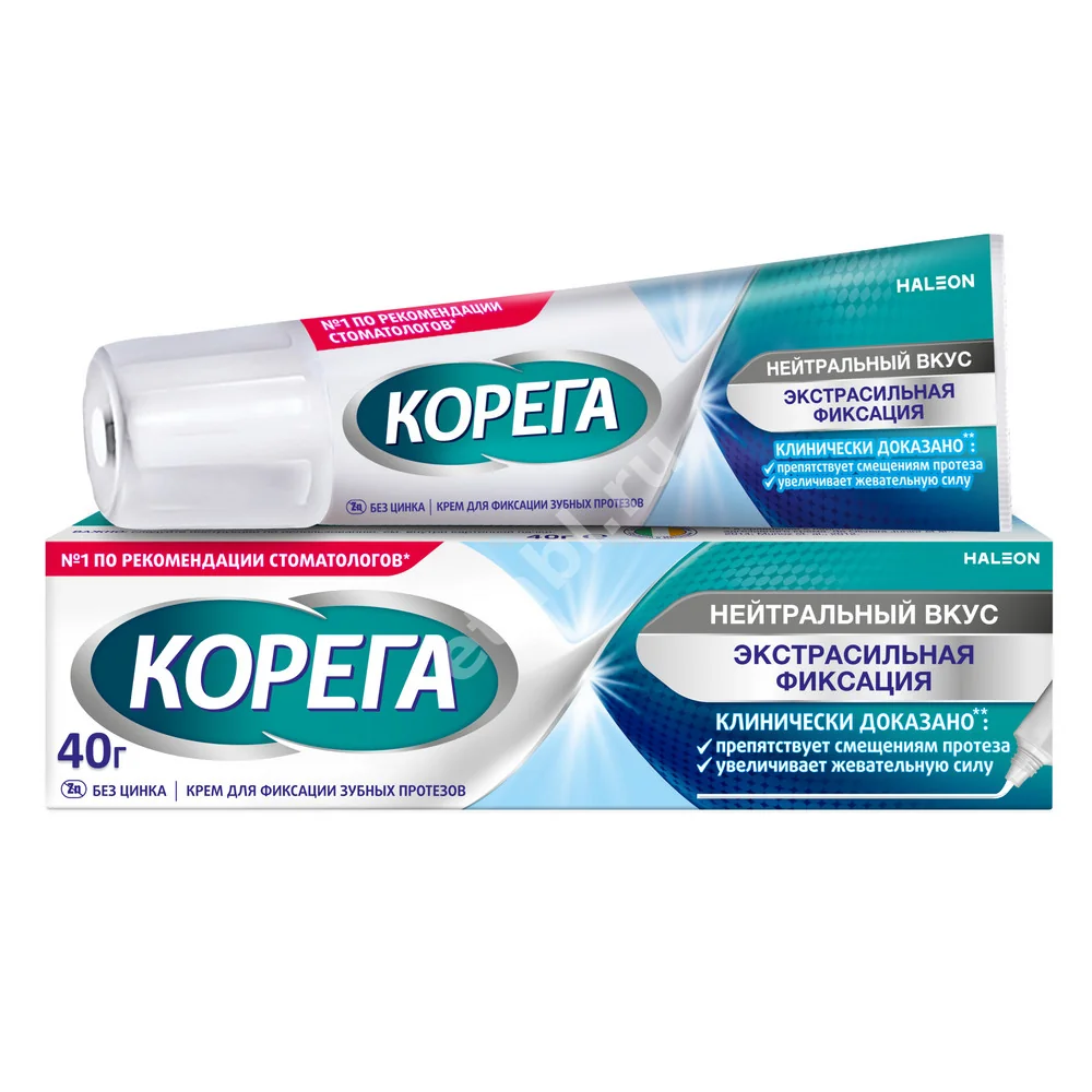 КОРЕГА крем для зубных протезов Нейтральный вкус 40г (ГЛАКСО СМИТ КЛЯЙН, ИСЛАНДИЯ/ИРЛАНДИЯ)